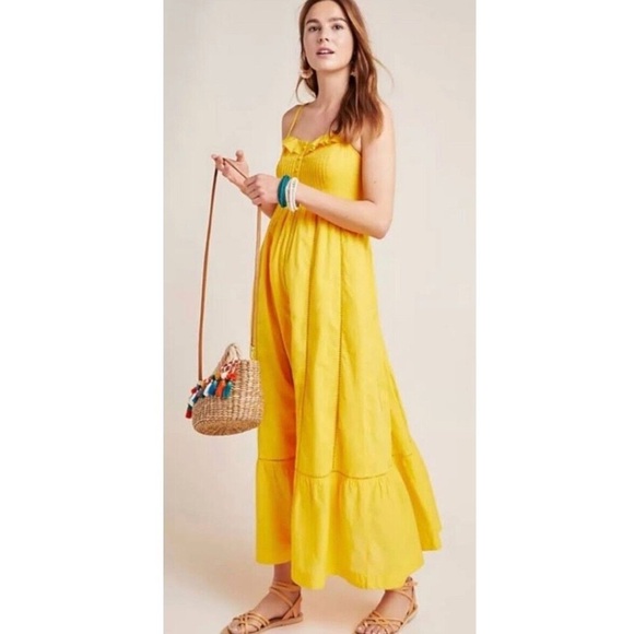 Anthropologie Maeve Arcadia Maxi Dress in marigold Size 0 - Picture 2 of 11